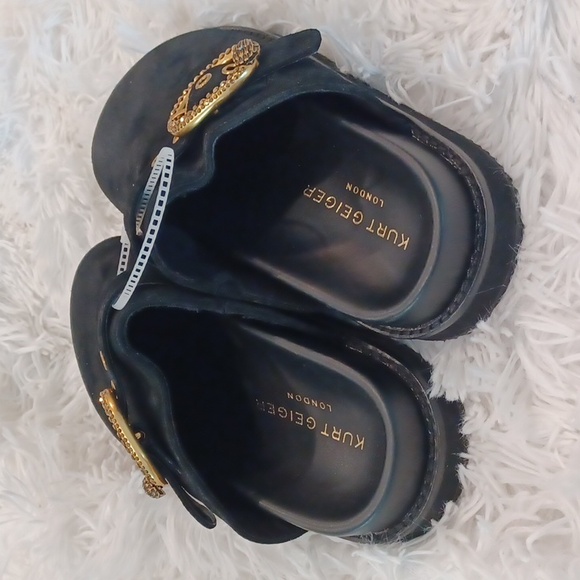 Kurt Geiger London Mayfair Crystal Embellished Eagle Head Buckle Mules Black - Picture 8 of 11